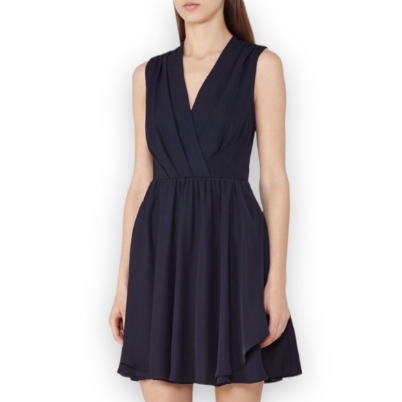 Reiss Electra Night Navy Wrap-front Dress size 4 - Picture 1 of 11